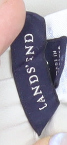 Brand and care label for Lands' End women’s ivory straight trousers, size UK 18