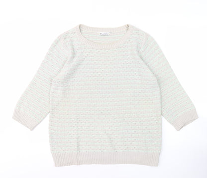 BHS Women’s Grey Open-Knit Pullover Jumper, Size 16