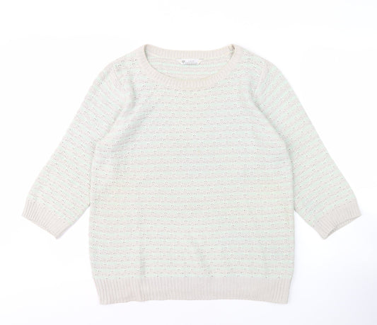 BHS Women’s Grey Open-Knit Pullover Jumper, Size 16