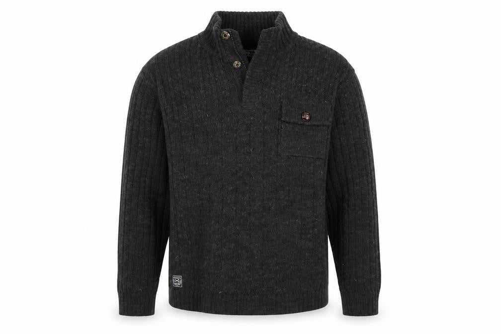 Kensington Dockside Men's Black XL Henley Jumper