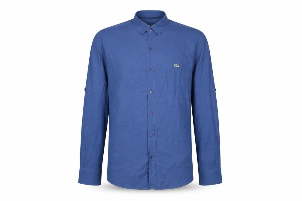 Lacoste Men's Blue Slim Fit Shirt, Size 47, Long Sleeve