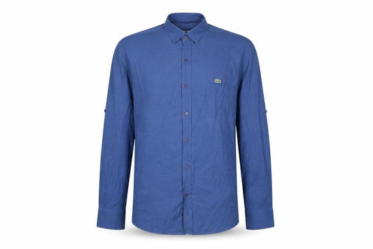 Lacoste Men's Blue Slim Fit Shirt, Size 47, Long Sleeve