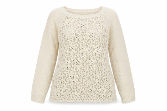 Apricot Women's Beige S Pullover Jumper with Crochet Detail