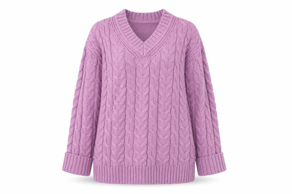 Marks & Spencer Women's Purple Cable-Knit Pullover L