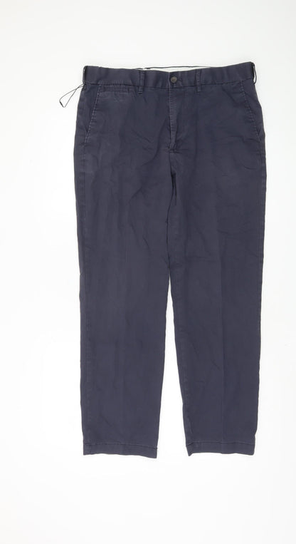 Additional front view of Marks & Spencer Blue Chino Trousers - 34 Regular