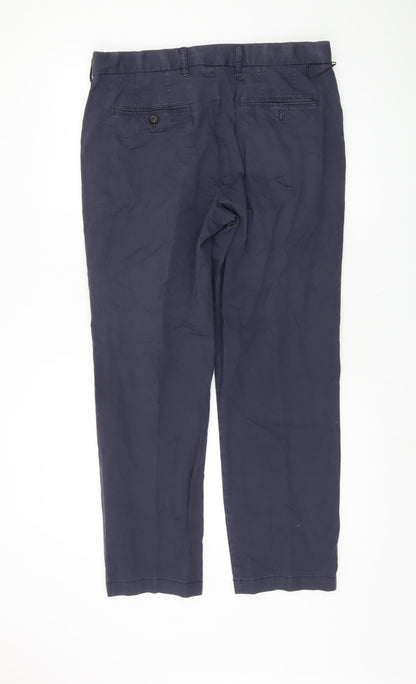Back view of Marks & Spencer Blue Chino Trousers - 34 Regular