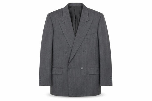 Harbarry of England Men's Grey Double-Breasted Blazer 40 Short