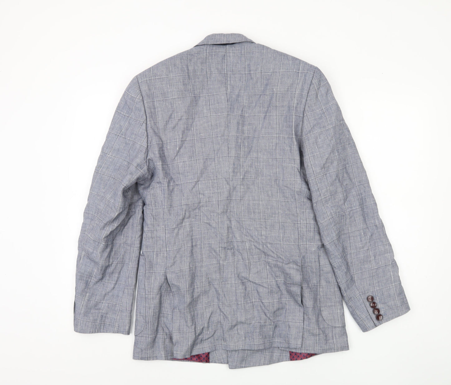 Duchamp Men's Grey Check Blazer, Size 38, Double-Breasted