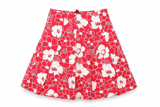 H&M Women's Red Floral A-Line Skirt Size 6