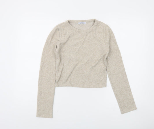 Zara Women's Beige Round Neck Jumper, Size 12