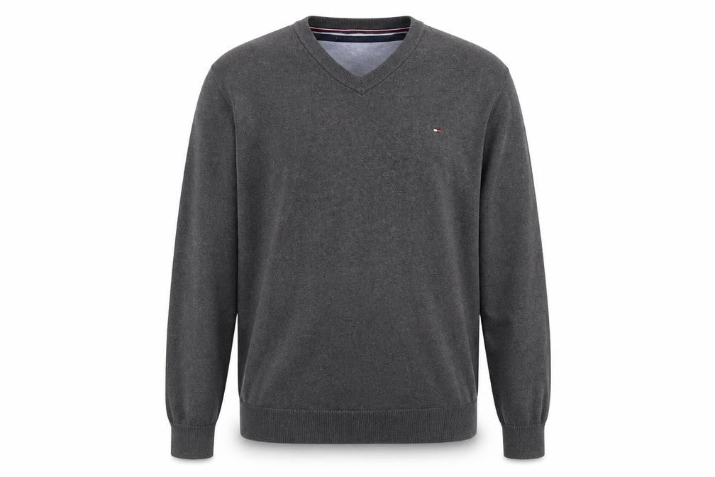 Tommy Hilfiger Men's Grey Pullover Jumper 2XL V-Neck