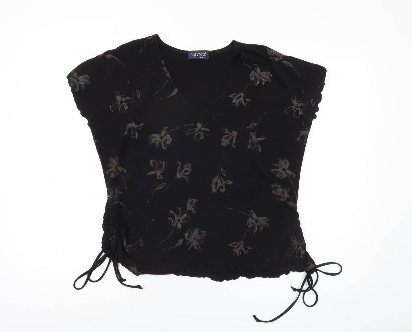 Saloos Collection Women's Black XL V-Neck Floral Top