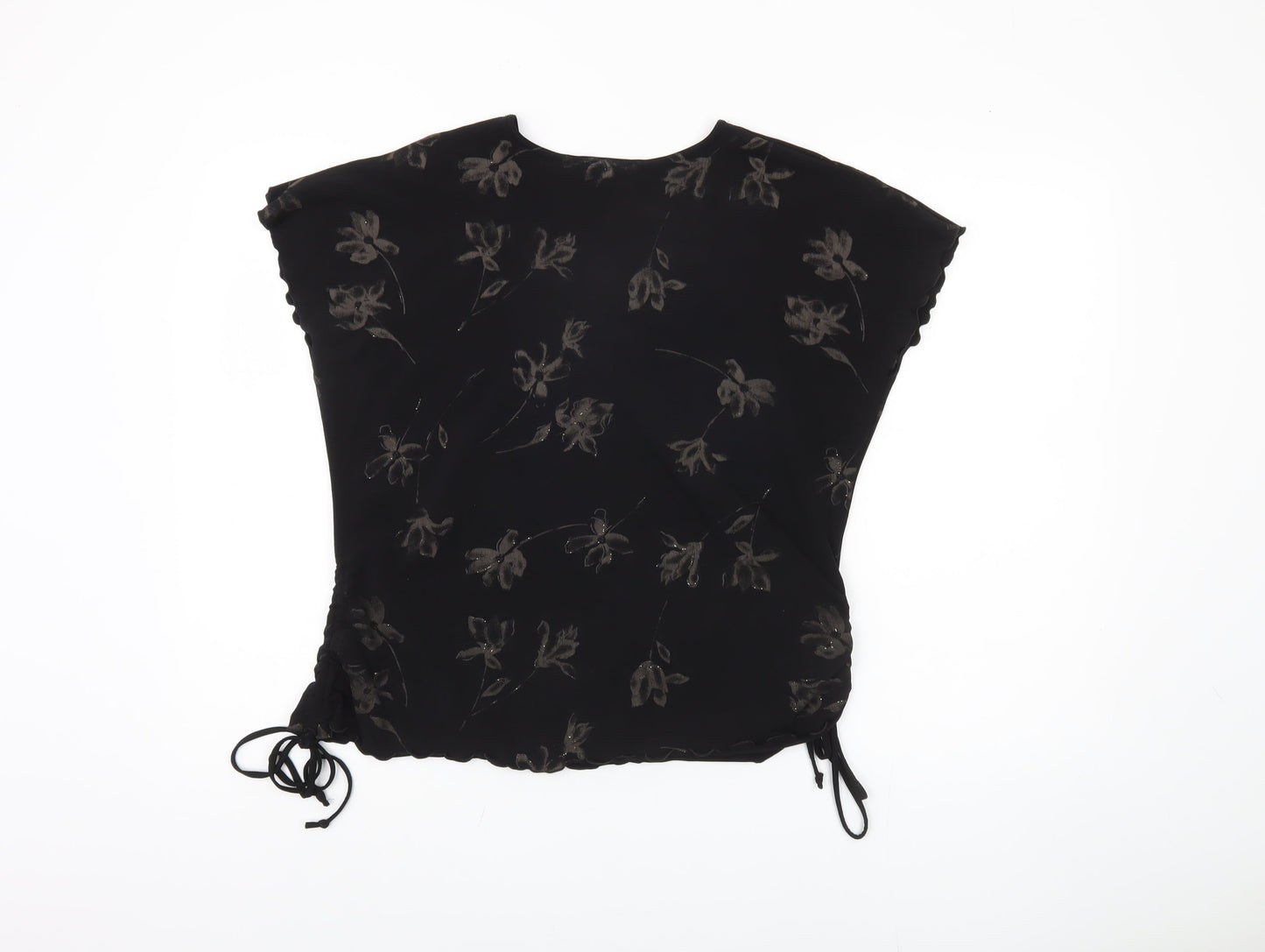 Saloos Collection Women's Black XL V-Neck Floral Top