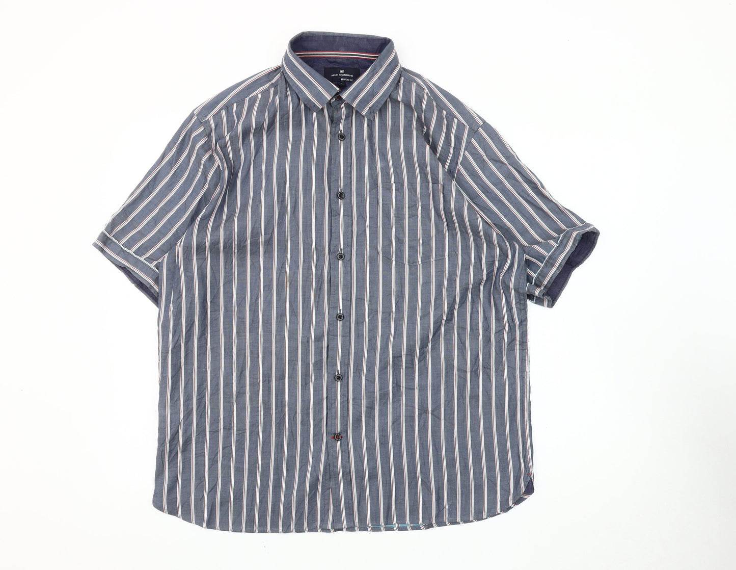 Blue Harbour Men's Large Blue Striped Shirt