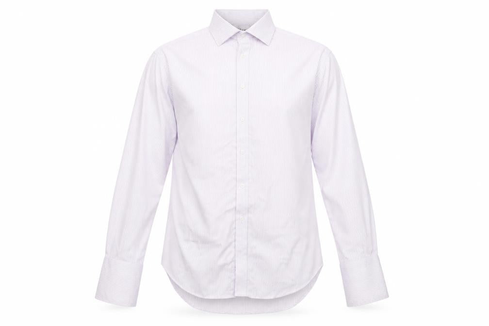 T.M. Lewin Men's White Striped Dress Shirt, L