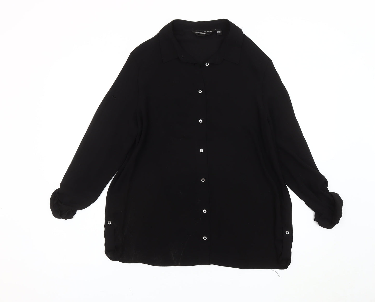 Dorothy Perkins Women's Black Button-Up Shirt Size 14