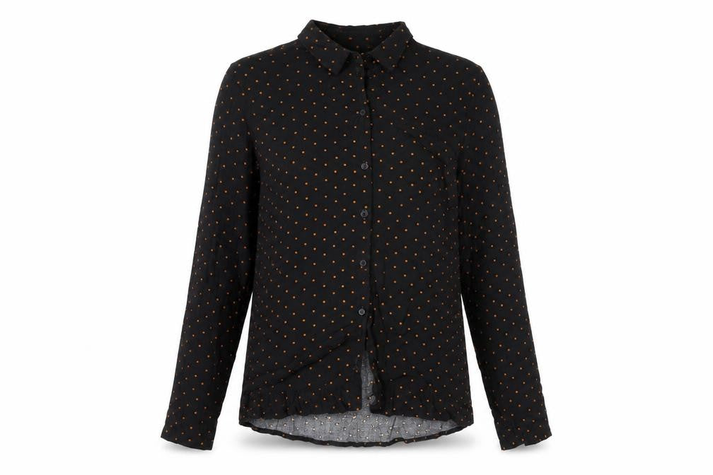 b.young Women's Black Polka Dot Button-Up Shirt