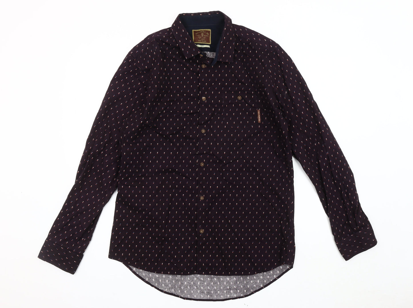 River Island Men's Black Graphic Print Shirt, L
