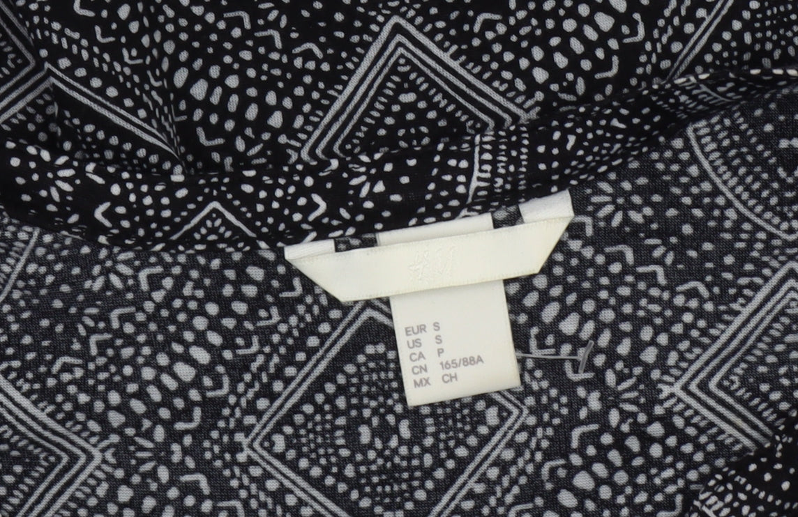H&M Women's Black Geometric Tunic Blouse Size 10