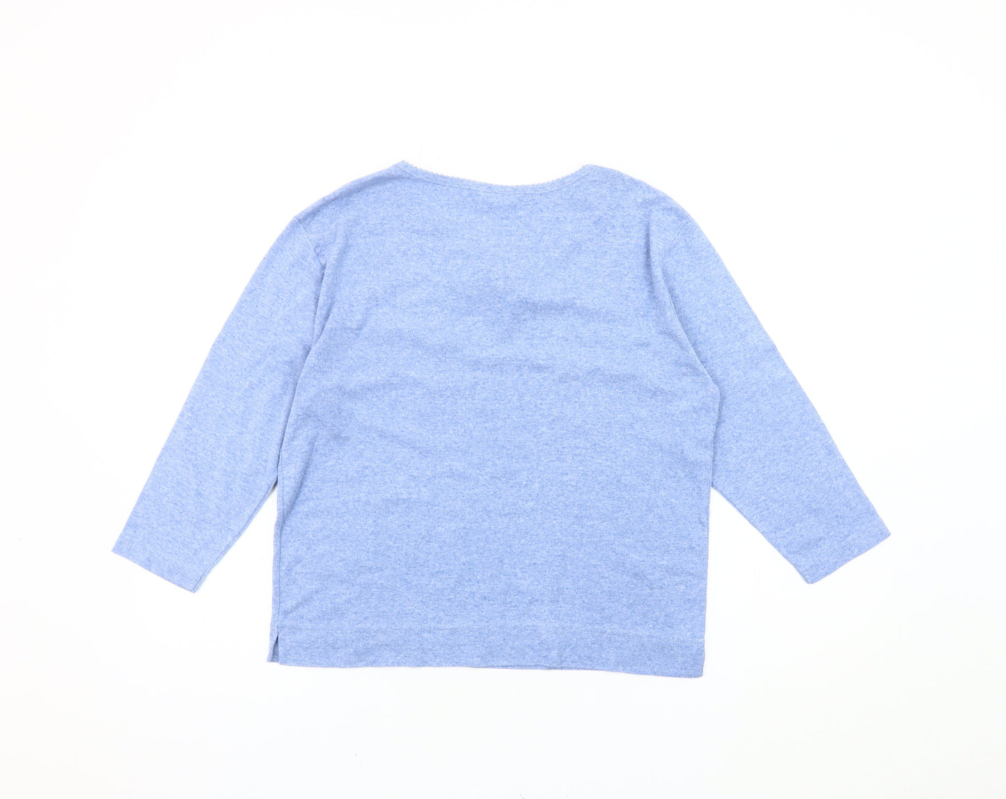 Berketex Women Blue Cotton V-Neck 3/4 Sleeve Top