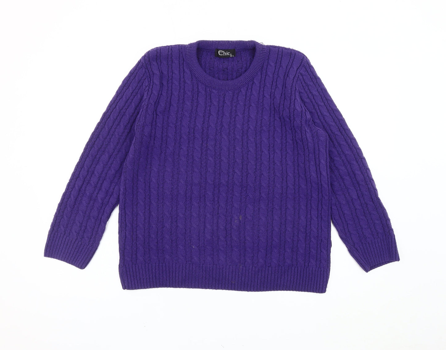Chic Women's Purple M Jumper Cable-Knit Pullover