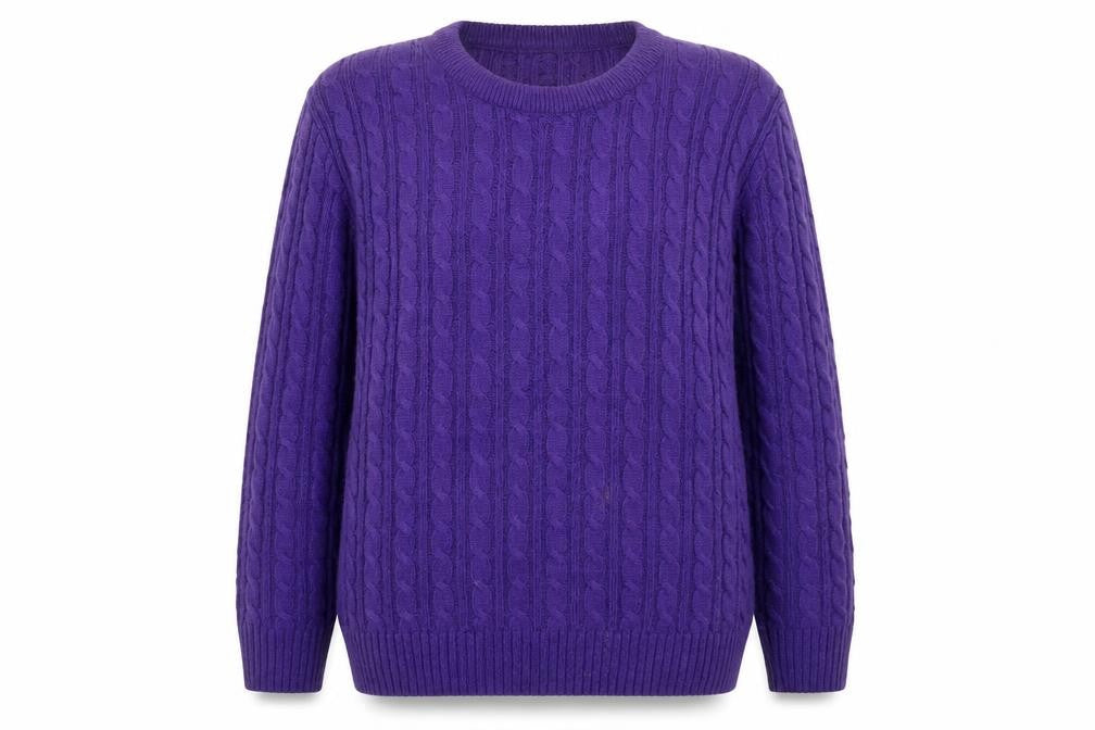 Chic Women's Purple M Jumper Cable-Knit Pullover
