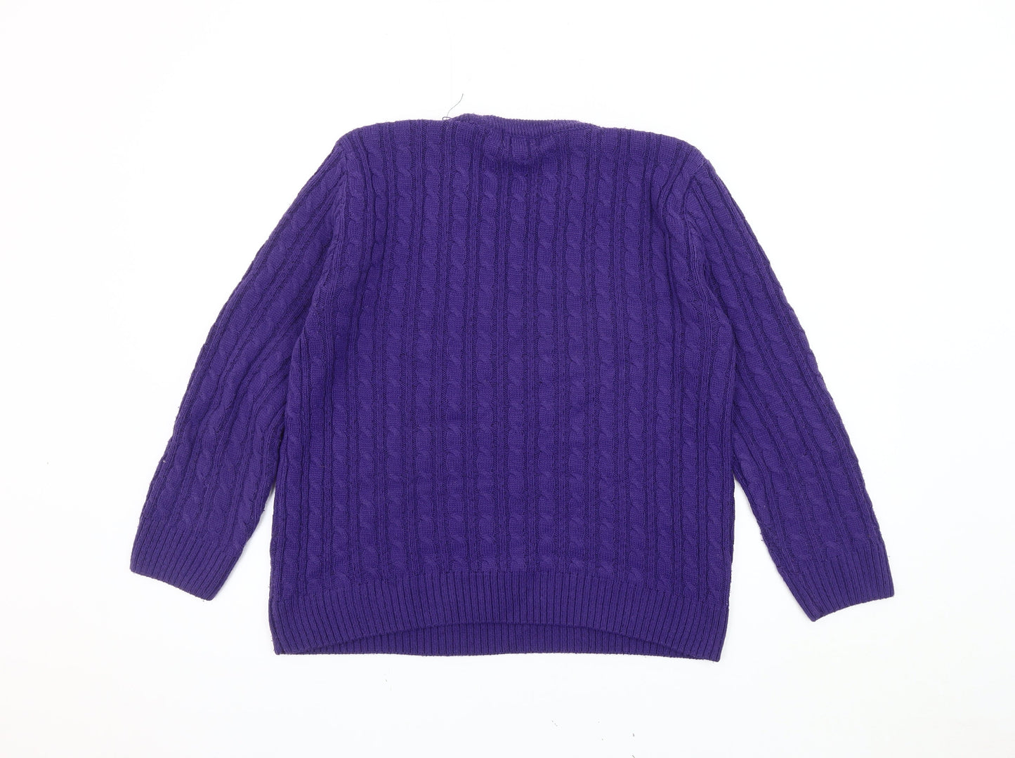Chic Women's Purple M Jumper Cable-Knit Pullover