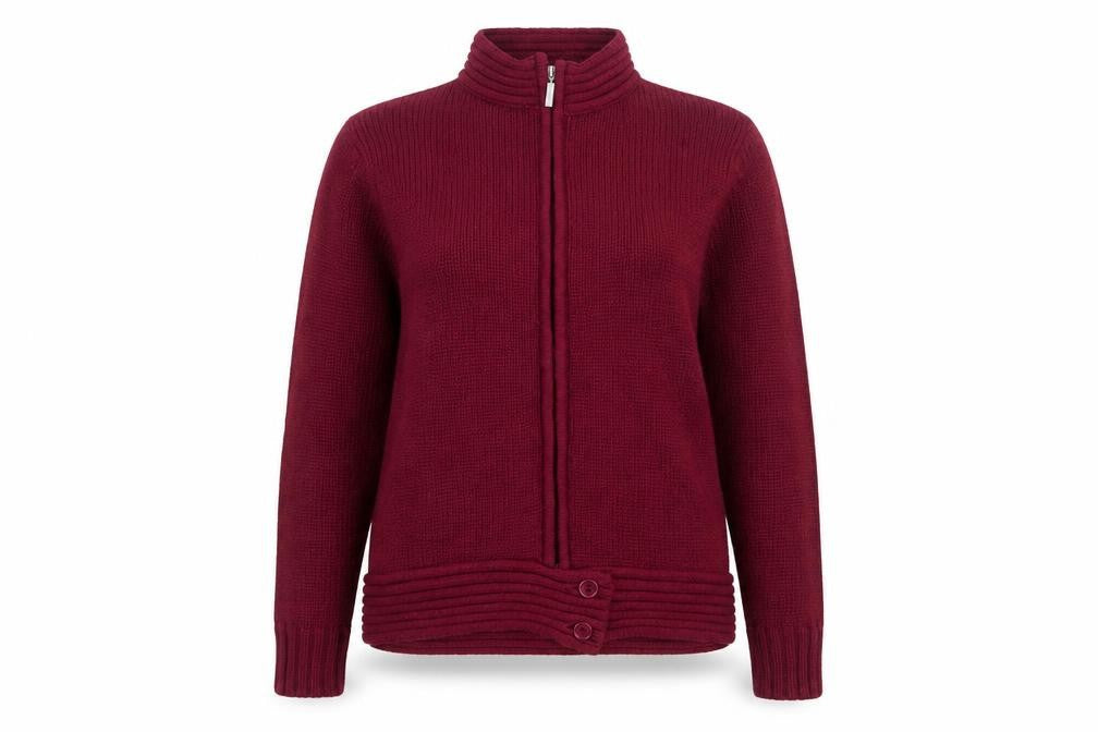EWM Women's Red Full Zip Jumper, Size M