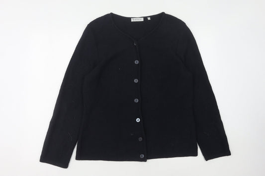 Bicalla Womens Black Cardigan L Tight-Knit Button