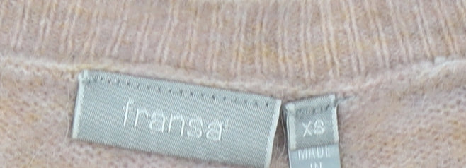 Fransa Women's Beige Cable-Knit V-Neck Jumper XS