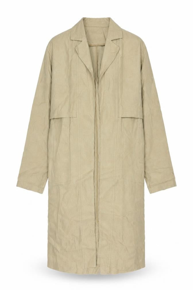 Warehouse Women's Beige Long Overcoat Size 10