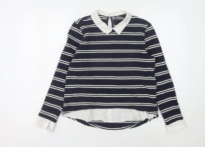 Additional front view of Only women’s black collared striped jumper