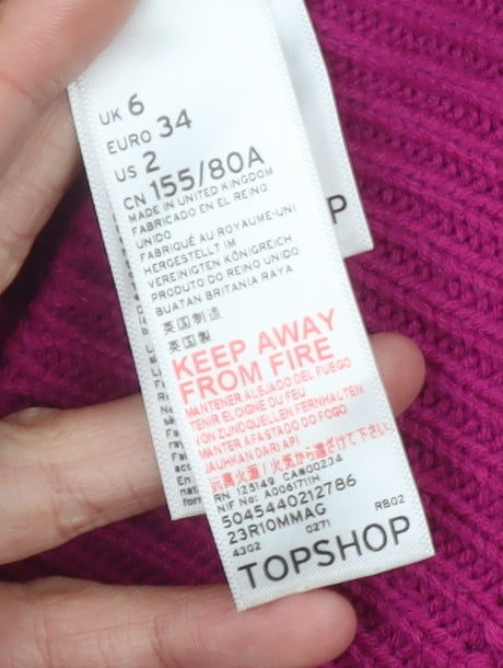 Topshop Women's Purple High Neck Pullover Jumper UK 6