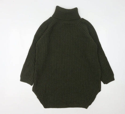Quiz Women's Green Roll Neck Jumper, Size S, Relaxed Fit