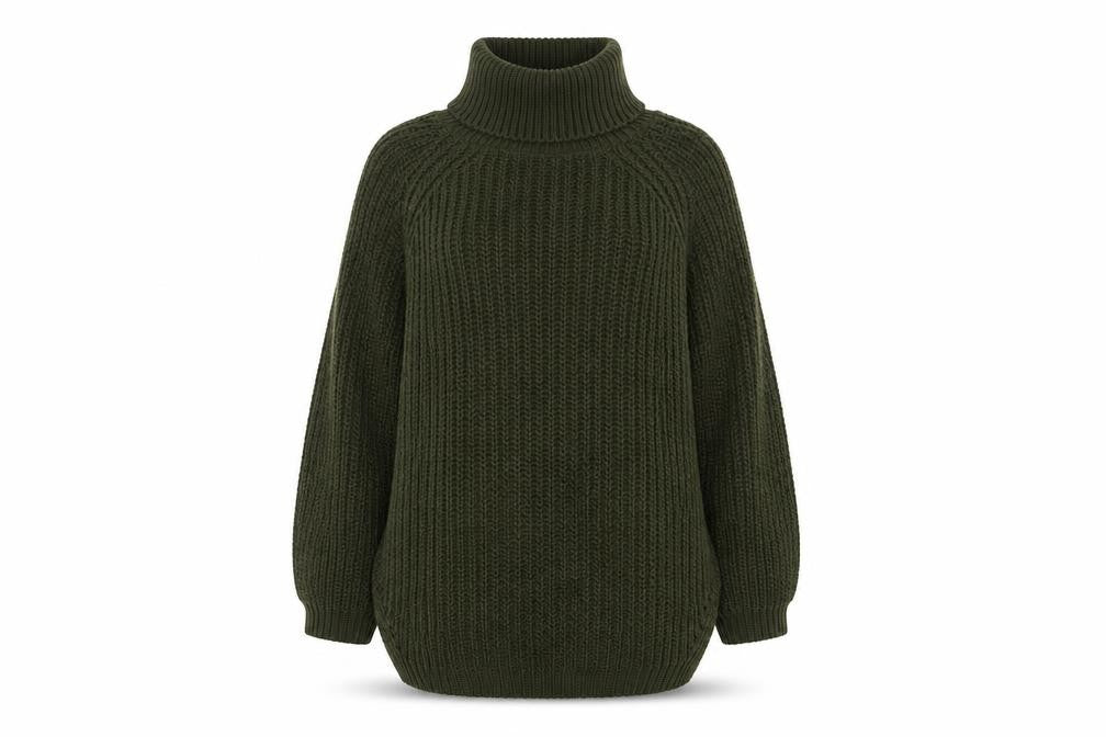 Quiz Women's Green Roll Neck Jumper, Size S, Relaxed Fit