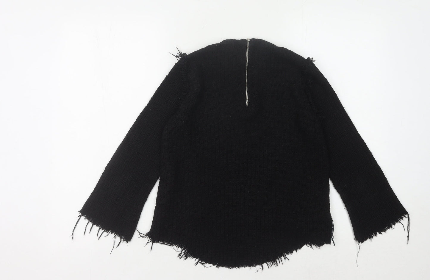 Zara Women's Black High Neck Chunky-Knit Jumper, S