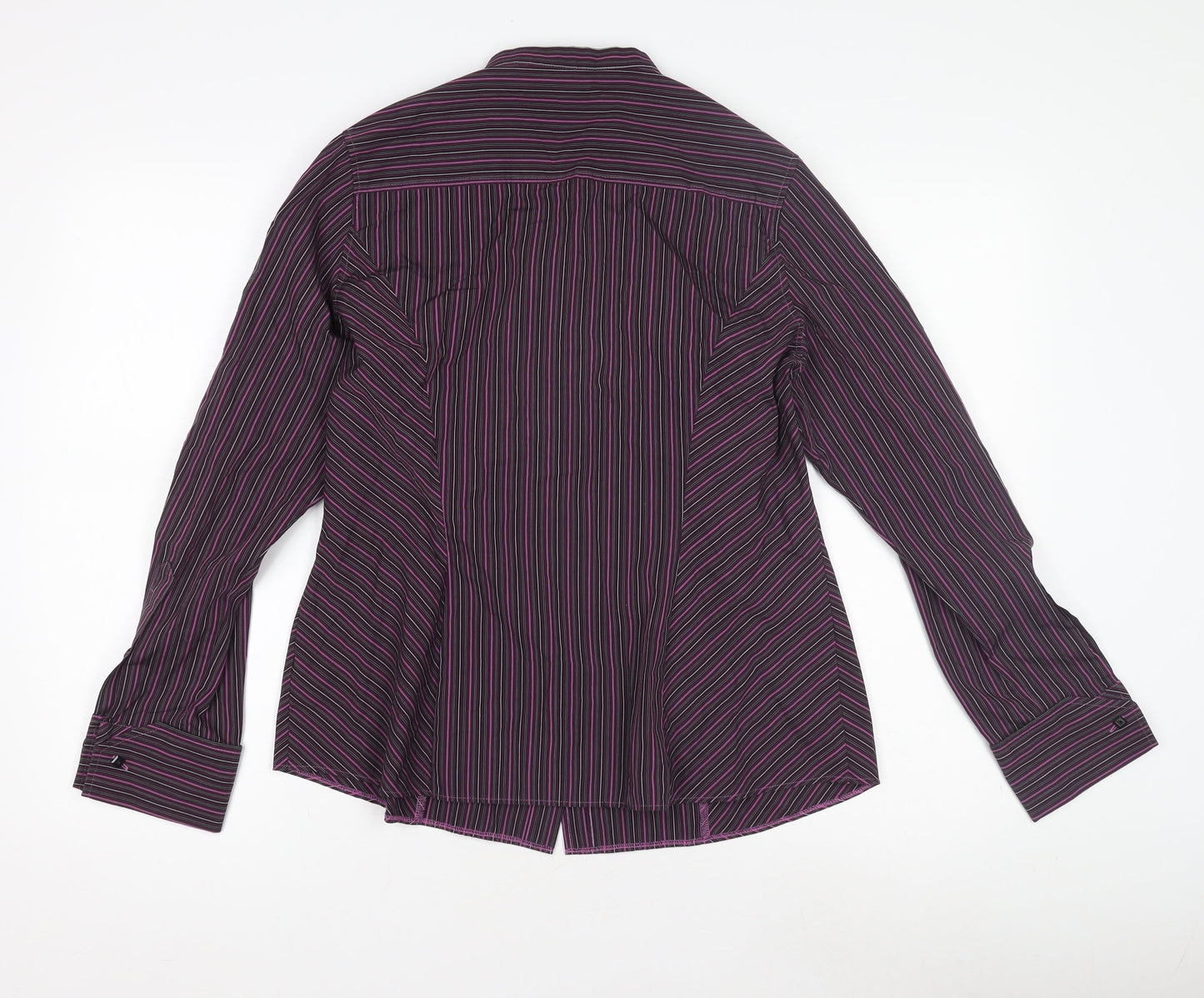 Marks and Spencer Women's Purple Striped Button-Up Shirt