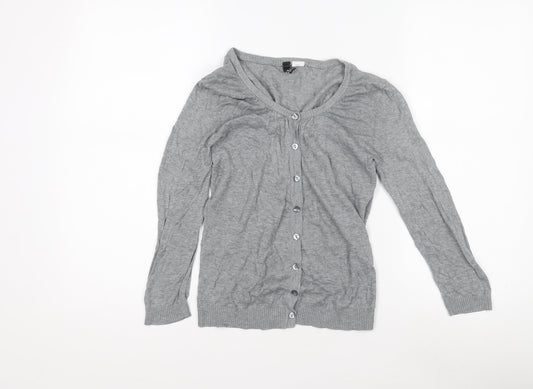 Divided Women’s Grey Cardigan, Size 8, Scoop Neck