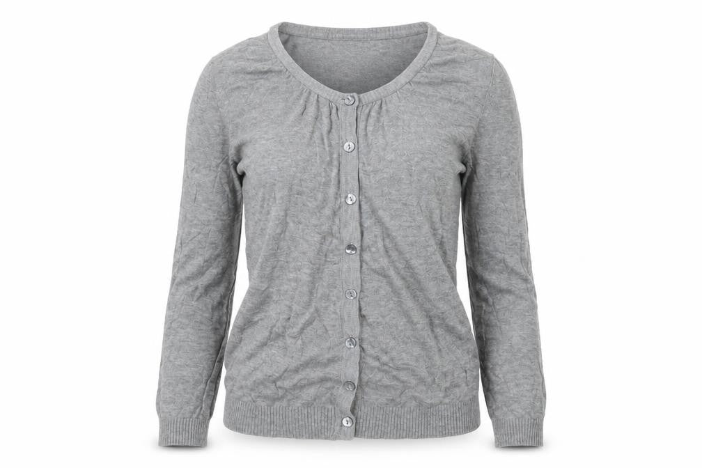 Divided Women’s Grey Cardigan, Size 8, Scoop Neck