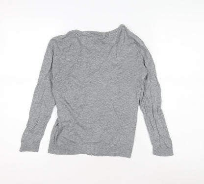 Divided Women’s Grey Cardigan, Size 8, Scoop Neck