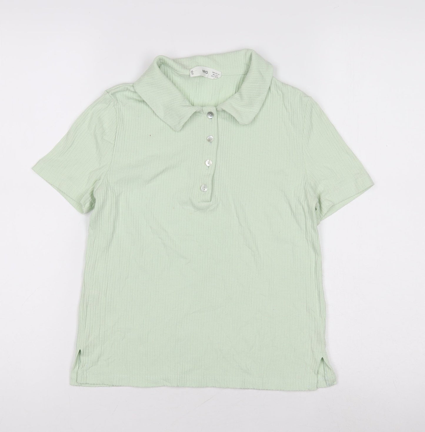 MNG Women's Green XS Polo Shirt - Casual Knit Top