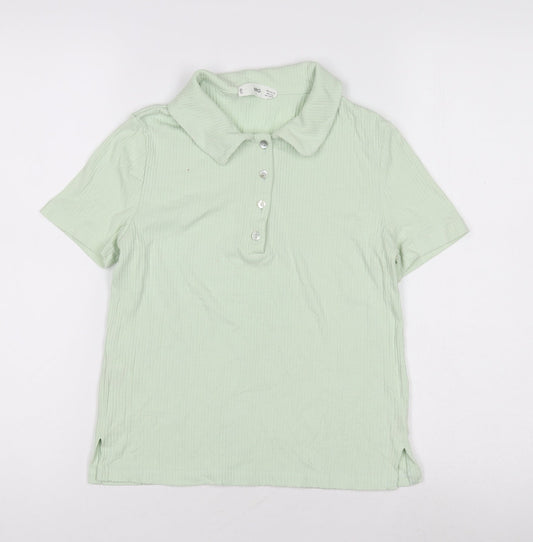 MNG Women's Green XS Polo Shirt - Casual Knit Top