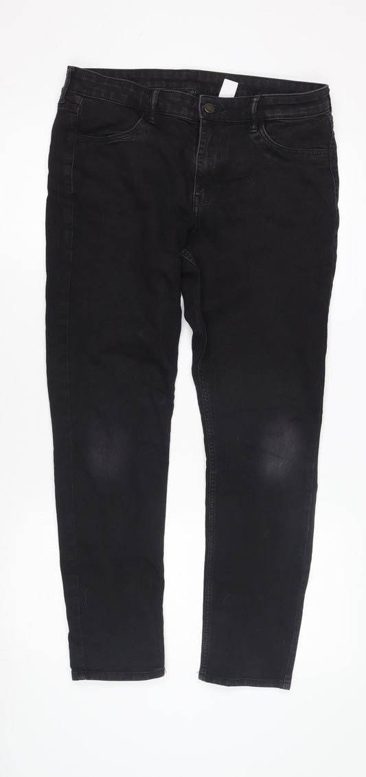 Women's Black Skinny Jeans, Size M, Dark Wash