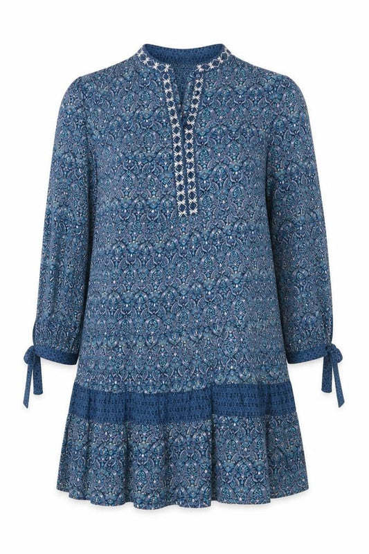 Monsoon Women's Blue Floral M Dress 3/4 Sleeves