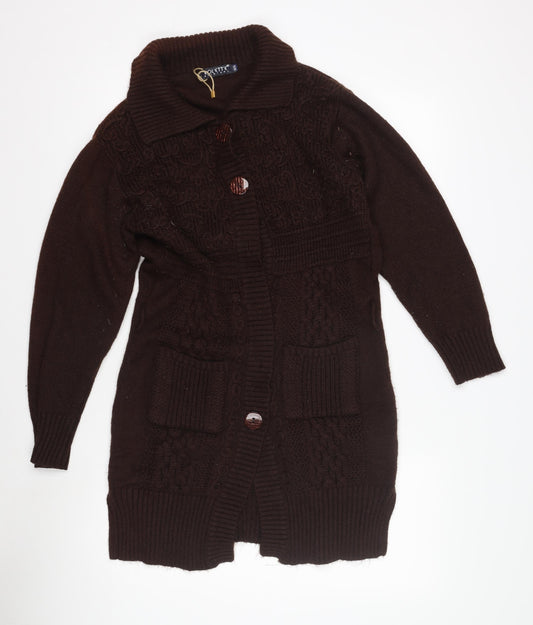 Kolette Women's M Brown Cable-Knit Cardigan
