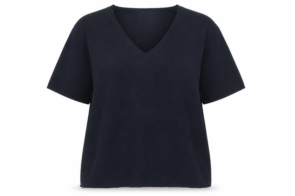 Jonelle Women's Blue V-Neck Wool Jumper - Size 14