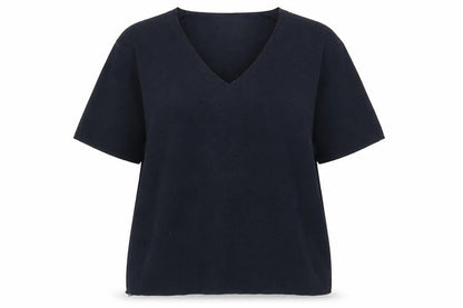 Jonelle Women's Blue V-Neck Wool Jumper - Size 14