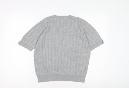 Country Casuals Women's Grey V-Neck Cable-Knit Pullover