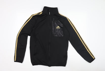 Additional front view of adidas boys’ black track jacket, s, lightweight sportswear
