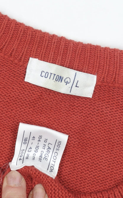 Close-up detail of Cotton Men's Red Cotton jumper, Large